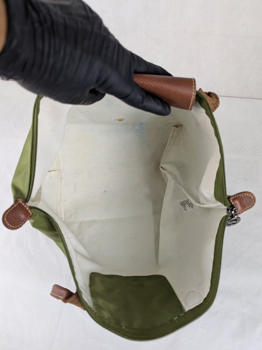 Longchamp Le Pliage Nylon Tote Bag Green – Used – Authentic – Ships Now - Picture 3 of 15